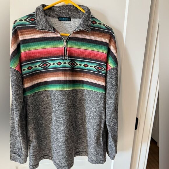 WOMENS WESTERN Multicolor Quarter-Zip JACKET - Picture 1 of 4